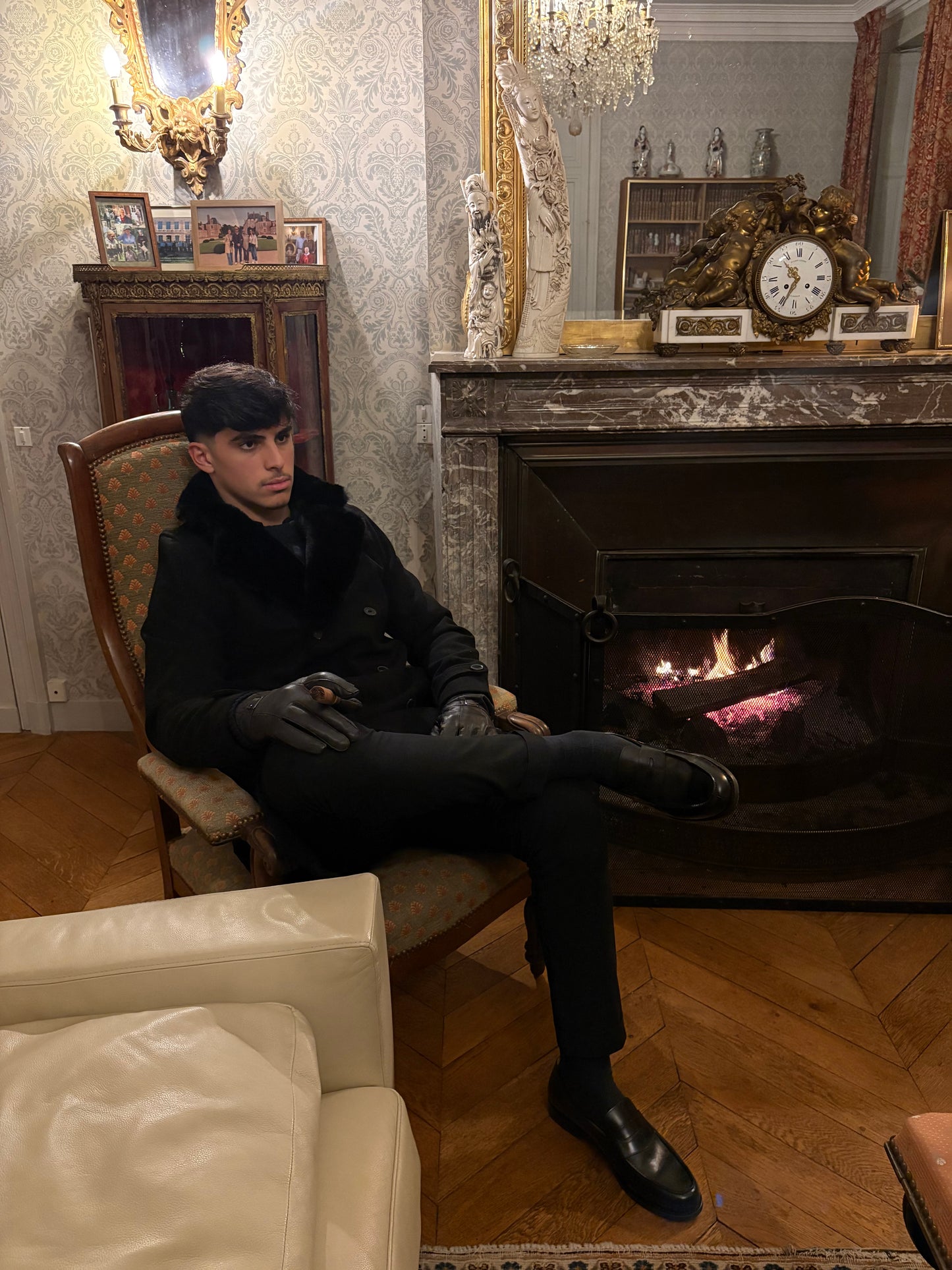 Trench-coat à fourrure